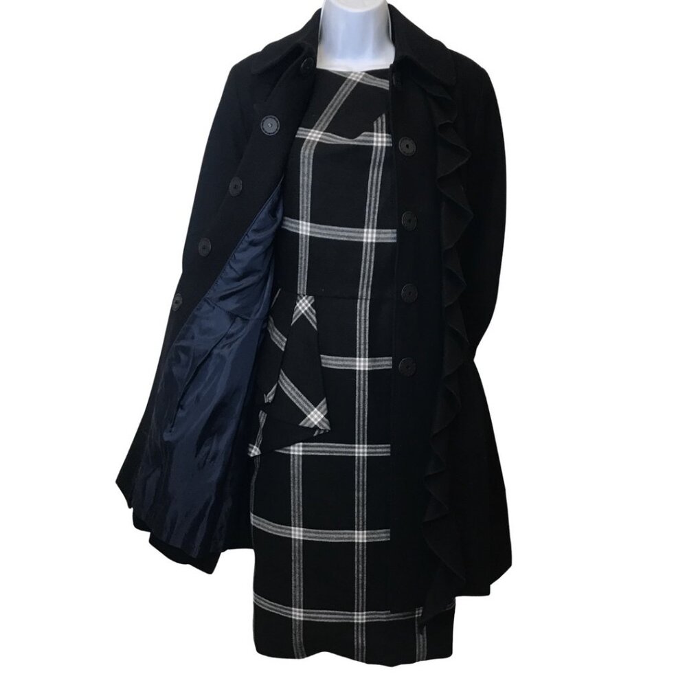 Double Ruffle Pleated Pea Coat - Picture 5 of 15